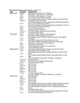 Programming Mon, Jun 8 Midnight SEC Rewind: 1982 Auburn Vs. Alabama 2 A.M