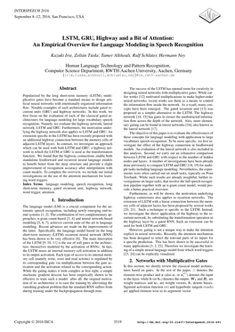 LSTM, GRU, Highway and a Bit of Attention: an Empirical Overview for Language Modeling in Speech Recognition