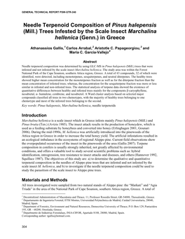 Needle Terpenoid Composition in Pinus Halepensis (Mill