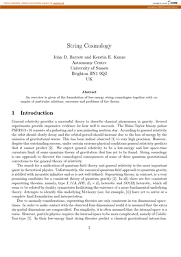 String Cosmology