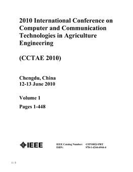 2010 International Conference on Computer and Communication Technologies in Agriculture Engineering