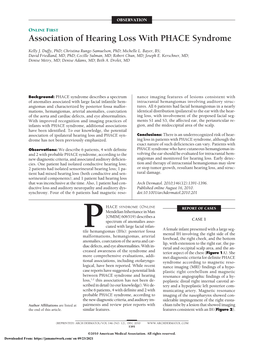 Association of Hearing Loss with PHACE Syndrome