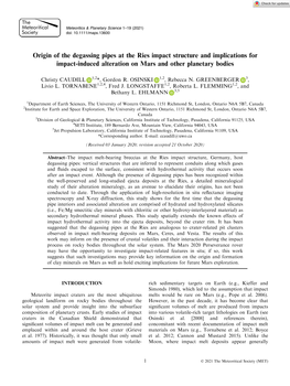 Origin of the Degassing Pipes at the Ries Impact Structure and Implications for Impact‐Induced Alteration on Mars and Other Pl