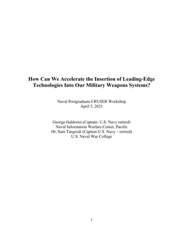 How Can We Accelerate the Insertion of Leading-Edge Technologies Into Our Military Weapons Systems?