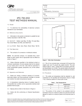 Solderability, Connectors 2215 Sanders Road Northbrook, IL 60062-6135 Date Revision 7/75 A