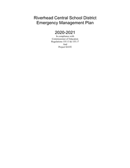 Riverhead Central School District Emergency Management Plan