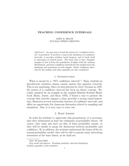 Teaching Confidence Intervals