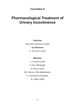 Pharmacological Treatment of Urinary Incontinence