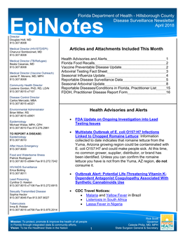 Epinotes April 2018 Director Douglas Holt, MD 813.307.8008