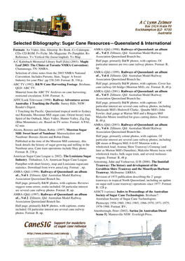 Sugar Cane Resources—Queensland & International