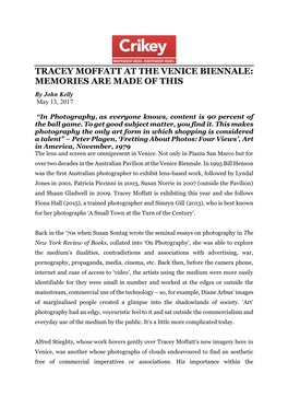 Tracey Moffatt at the Venice Biennale: Memories Are Made of This