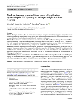 Dihydrotestosterone Promotes Kidney Cancer Cell Proliferation by Activating the STAT5 Pathway Via Androgen and Glucocorticoid Receptors