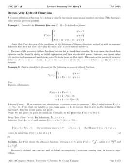 Recursively Defined Functions