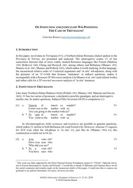 (Caterina.Bonan@Unige.Ch) in This Paper, Novel Data on Trevigiano