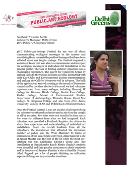 Vasudha Mehta Volunteers Manager, Delhi Greens 48°C Public·Art