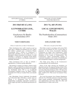 2011 No. 683 (W.101) LLYWODRAETH LEOL, LOCAL GOVERNMENT, CYMRU WALES