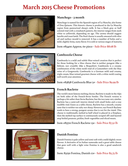 March 2015 Cheese Promotions