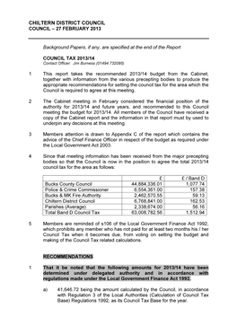 Chiltern District Council Council – 27 February 2013