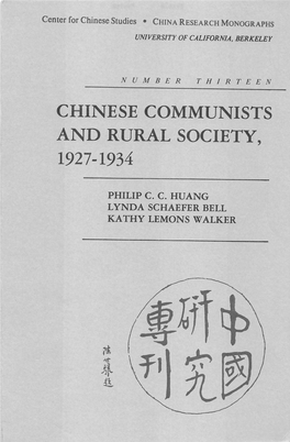 Chinese Communists and Rural Society, 1927-1934