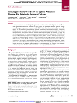 Immunogenic Tumor Cell Death for Optimal Anticancer Therapy: the Calreticulin Exposure Pathway