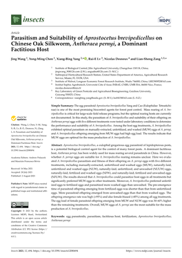 Parasitism and Suitability of Aprostocetus Brevipedicellus on Chinese Oak Silkworm, Antheraea Pernyi, a Dominant Factitious Host