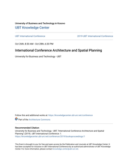 International Conference Architecture and Spatial Planning