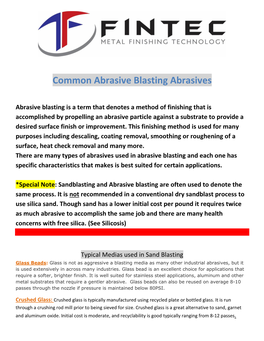 Common Abrasive Blasting Abrasives