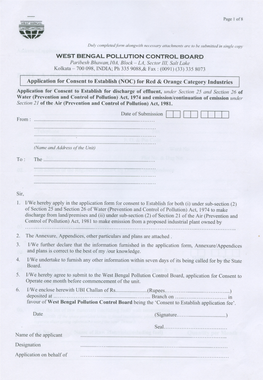 WEST BENGAL POLLUTION CONTROL BOARD Paribeshbhawan,10A,Block- LA, Sector 111,Salt Lake Kolkata - 700098, INDIA; Ph 3359088,& Fax: (0091) (33) 3358073