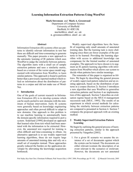 Learning Information Extraction Patterns Using Wordnet