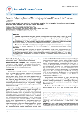 Genetic Polymorphism of Nerve Injury-Induced Protein 1 in Prostate Cancer