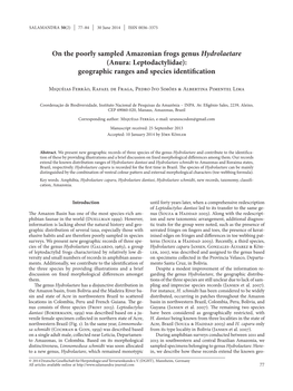 On the Poorly Sampled Amazonian Frogs Genus Hydrolaetare (Anura: Leptodactylidae): Geographic Ranges and Species Identification