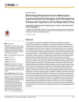 Expressing Retinal Ganglion Cells Revealed by Intraocular Injections of Cre-Dependent Virus