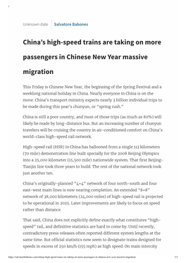 China's High-Speed Trains Are Taking On... Massive Migration