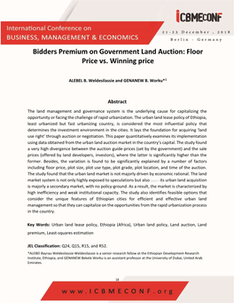 Bidders Premium on Government Land Auction: Floor Price Vs