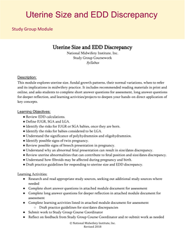 Uterine Size and EDD Discrepancy