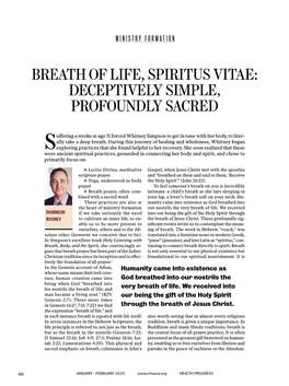 Ministry Formation-Breath of Life Spiritus Vitae-Deceptively Simple