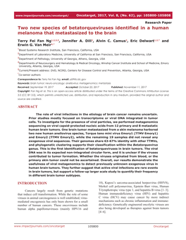 Two New Species of Betatorqueviruses Identified in a Human Melanoma That Metastasized to the Brain