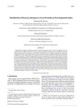 Identification of Processes Driving Low-Level Westerlies in West