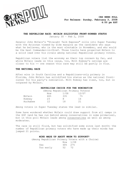 The Republican Race: Mccain Leads the Pack