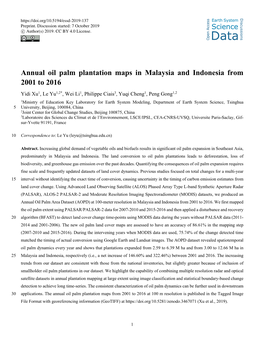 Annual Oil Palm Plantation Maps in Malaysia and Indonesia from 2001 to 2016