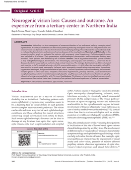 Neurogenic Vision Loss: Causes and Outcome