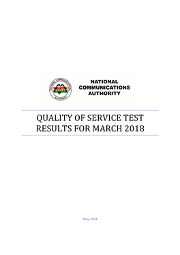 Quality of Service Test Results for March 2018