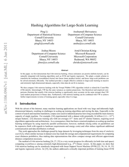 Hashing Algorithms for Large-Scale Learning