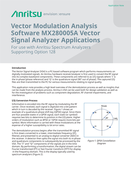 Vector Modulation Analysis Software MX280005A Vector Signal Analyzer Applications Application Note