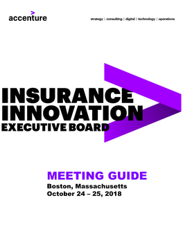 MEETING GUIDE Boston, Massachusetts October 24 – 25, 2018 TABLE of CONTENTS