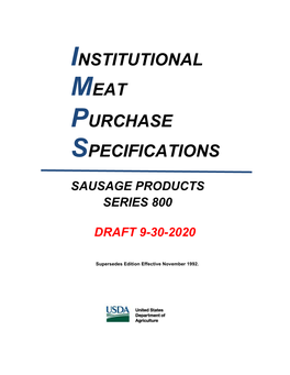 Institutional Meat Purchase Specifications