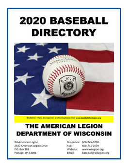 2020 Baseball Directory