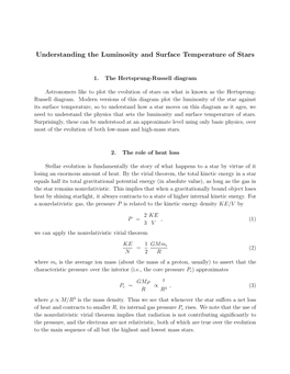 Understanding the Luminosity and Surface Temperature of Stars