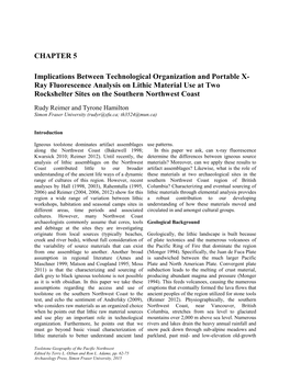 Ray Fluorescence Analysis on Lithic Material Use at Two Rockshelter Sites on the Southern Northwest Coast