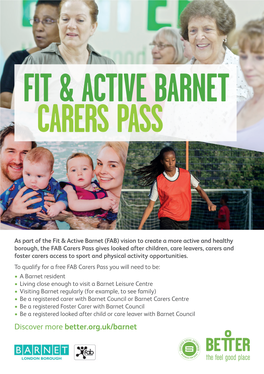 Fit & Active Barnet Carers Pass